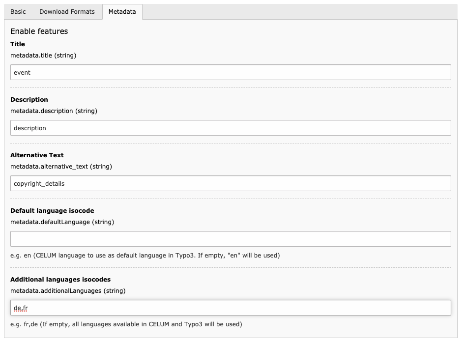 typo3:connect metadata