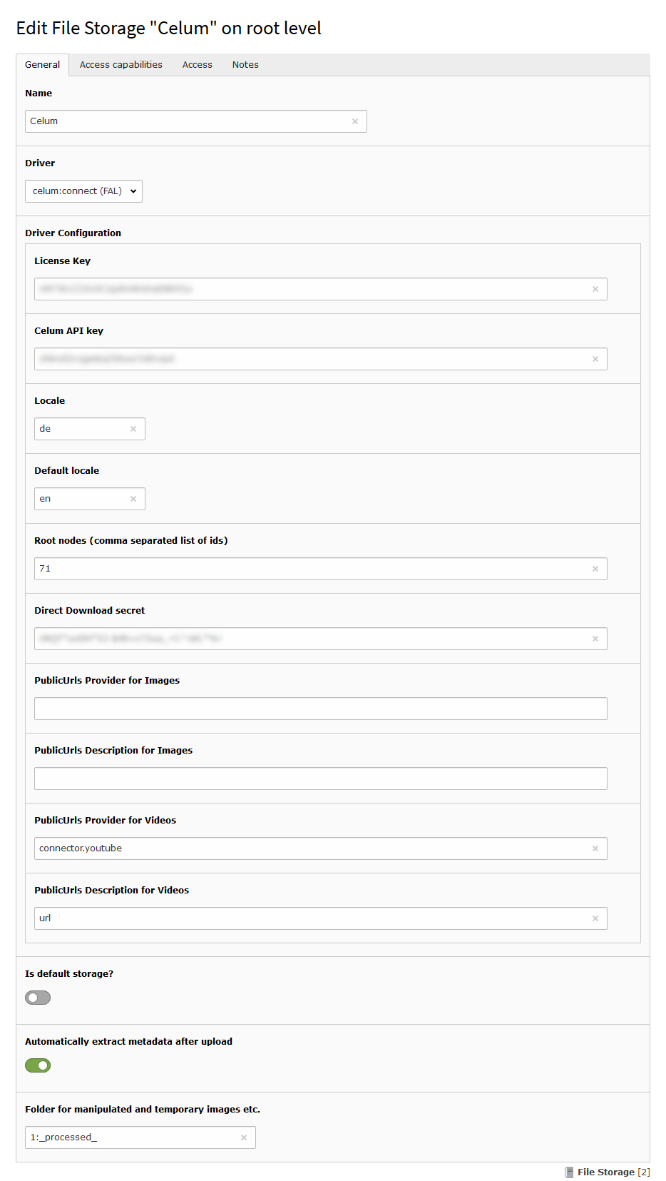 settings - fal config