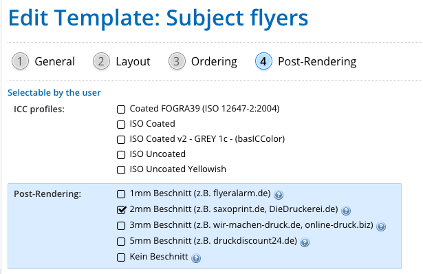 Assign render profile to a template